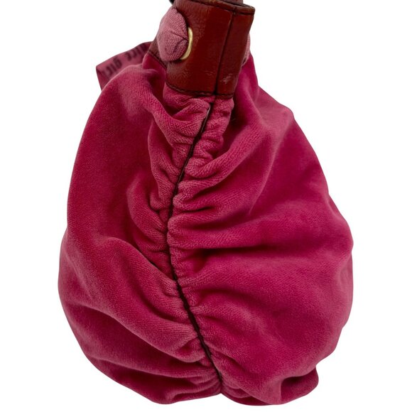 RARE Vintage Y2K Juicy Couture Pink Velour Vegan Leather Embroidered Logo Bag - Picture 8 of 16